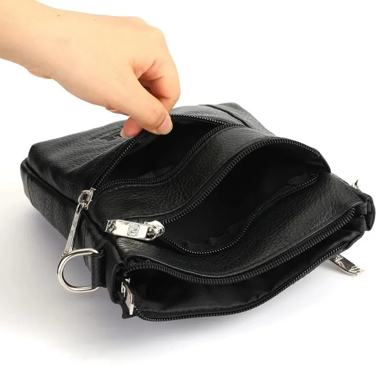 Vertical Leather Crossbody Bag for Men Stylish Shoulder Bag Top Grain Leather Business Messenger Bag