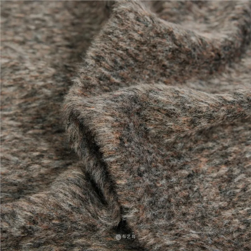 Soft real hair gray-brown mixed single-sided long fabric for outerwear and overcoats in winter