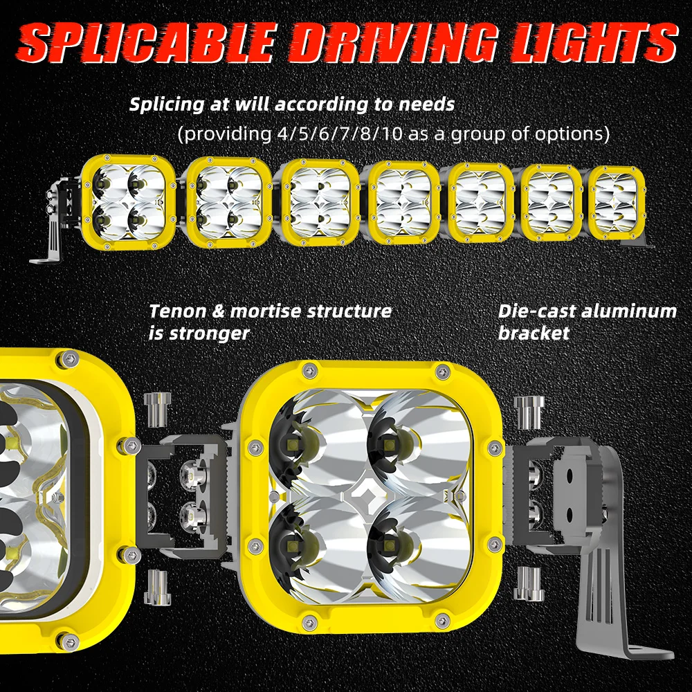 ไฟสปอร์ตไลท์ LED กำลังสูง 8 ชิ้น 10 ชิ้น สำหรับรถบรรทุก รถยนต์ UTV 4x4 ออฟโรด ชุดไฟบาร์ 42 52 นิ้ว สำหรับรถกระบะ Polaris Ranger ติดตั้งบนหลังคา