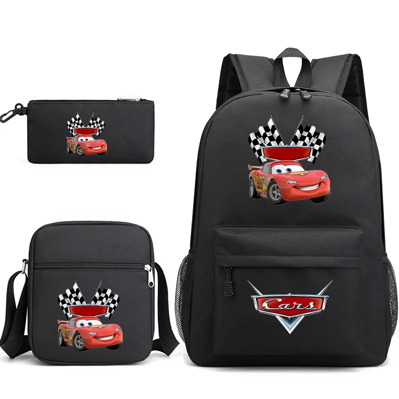 3pcs Disney Pixar Cars Lightning McQueen Students Backpacks Schoolbags Pencil Case Shoulder Bags Boys Girls School Bags Sets