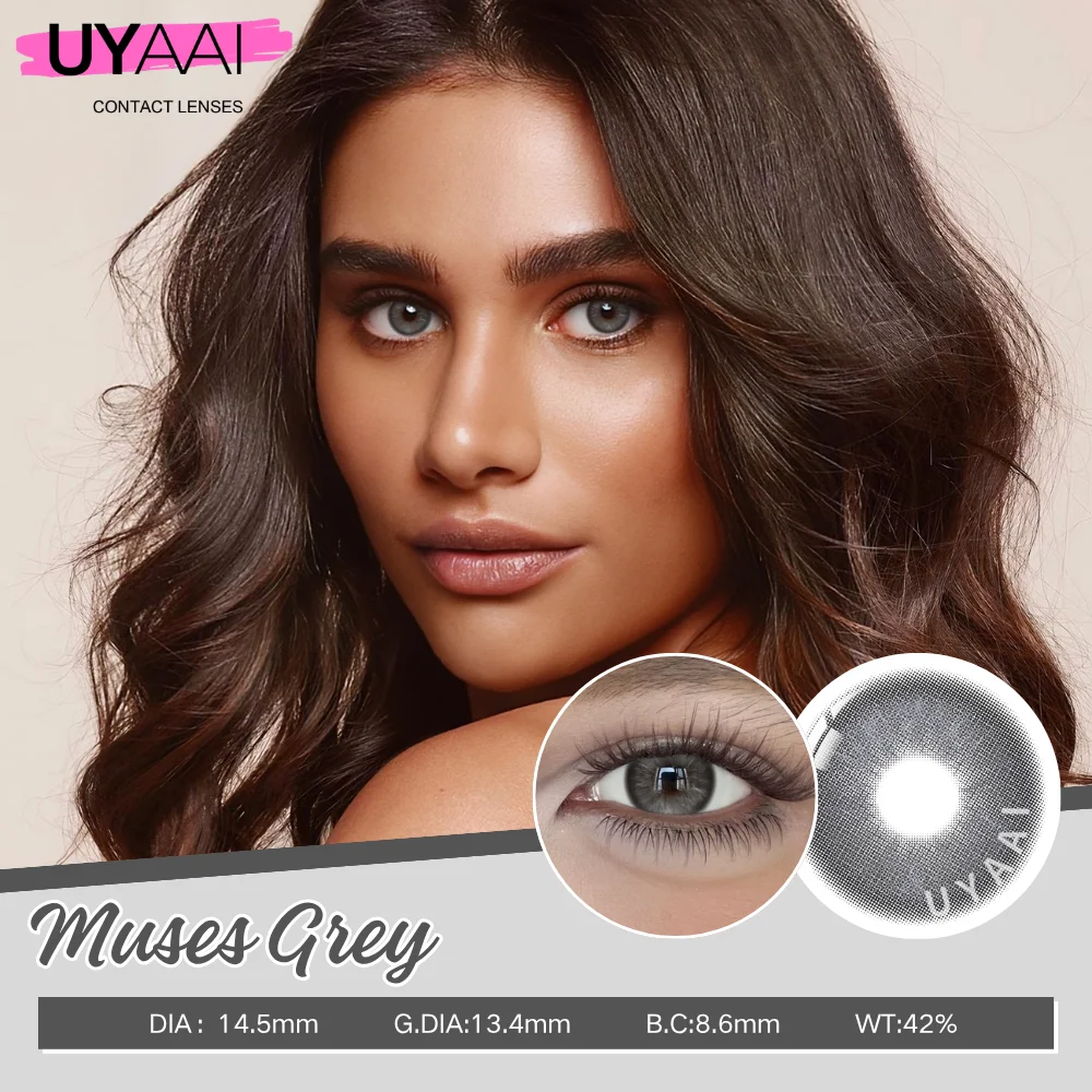 UYAAI Siri Series Natural Colored Pupils for Eyes High Quality Colored Lenses Gray Lenses  Blue Eye Contacts 14.0/14.20mm Yearly