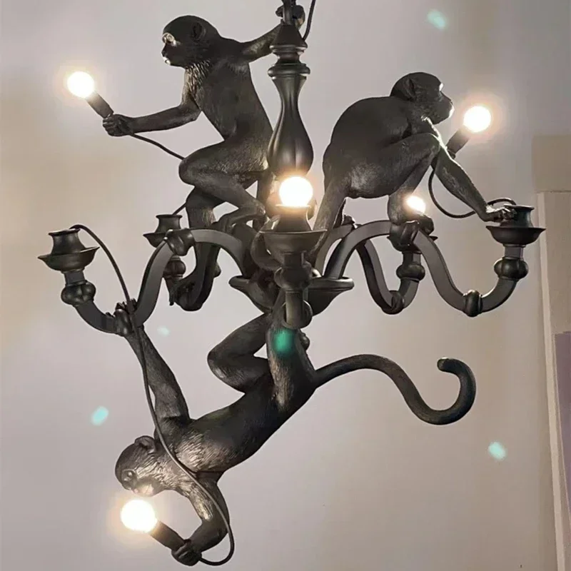 Nordic Creative Retro Monkey Chandelier Restaurant Coffee Shop Bedroom  Wall Light Designer Senior Moving Object Led Table Lamp