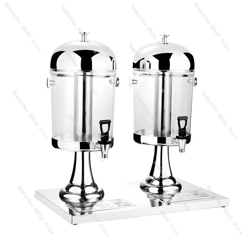 Elegant Stainless Steel Beverage Dispenser Transparent Juice Urn with Faucet Hot Cold Dual Use Commercial Buffet Hotel