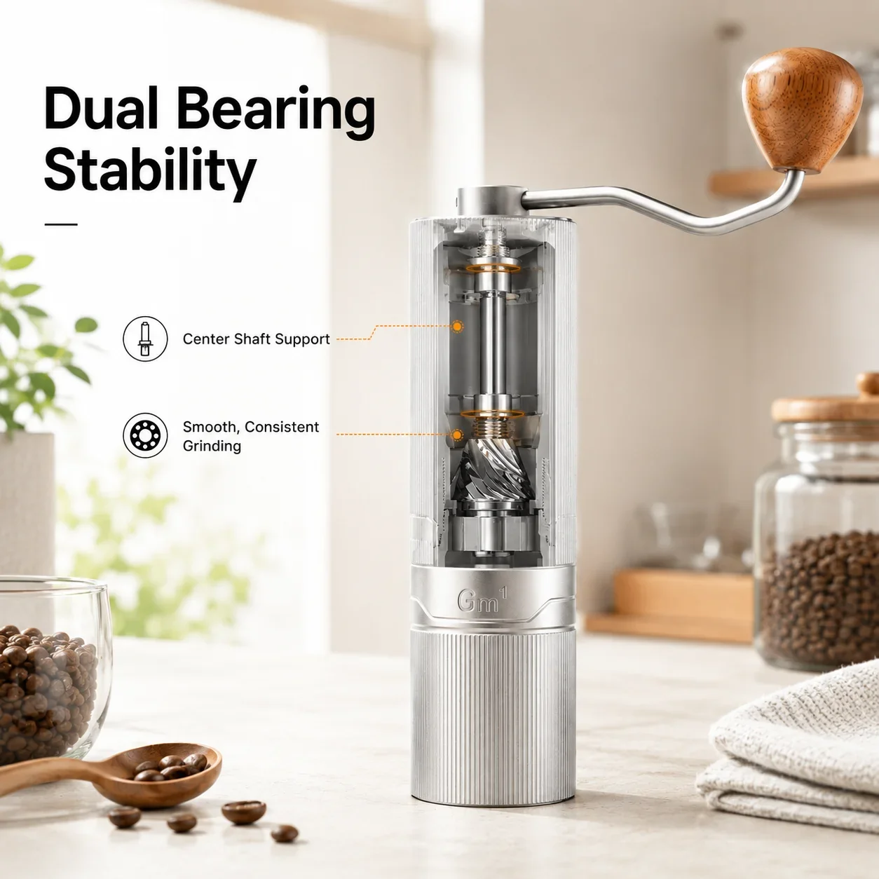 MUVNA GM1 Manual Coffee Grinder for Espresso&Pour Over,Portable 