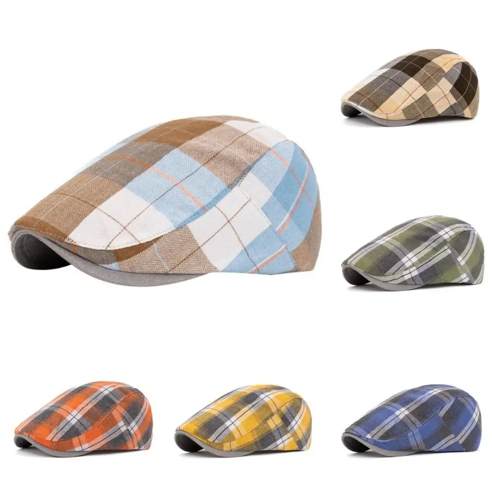جديد ربيع الخريف القبعات قبعة البريطانية الرجعية رقيقة تصميم عادي قبعة ورأى القبعات الملونة منقوشة الفنية إلى الأمام قبعة للرجال والنساء #1