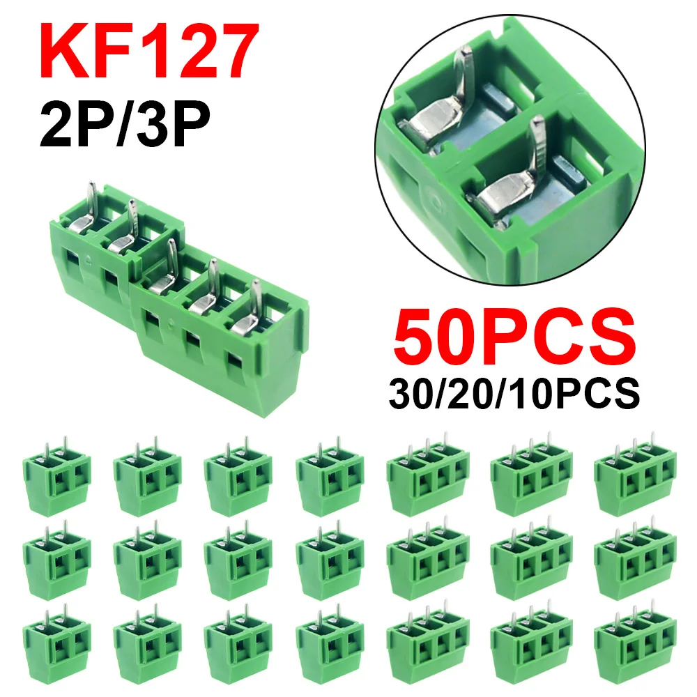 10/50PCS KF127-5.00/5.08mm KF127-2P KF127-3P Screw 5.0mm Terminal Block 2 Pin 3 Pin Pcb Terminal Block Connector