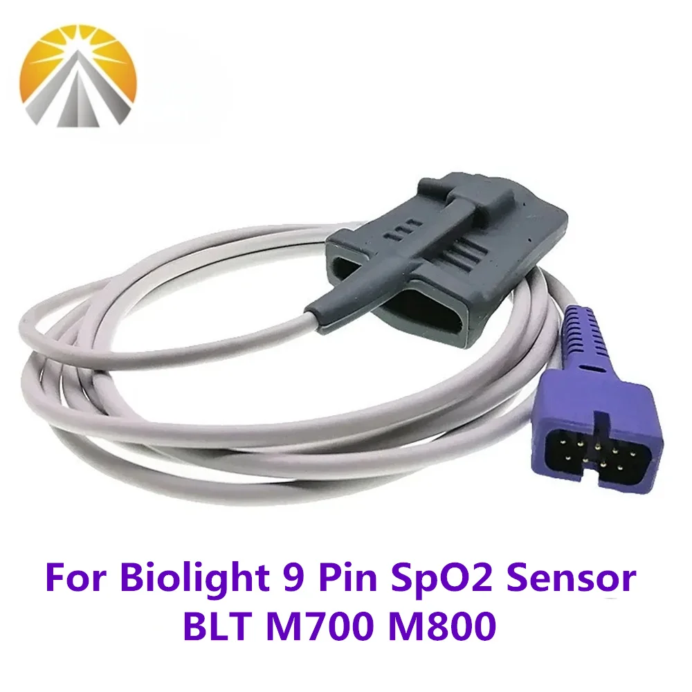 9 Pin Spo2 Sensor for Biolight BLT M700 M800 Pulse Oximeter Reusable Digital Output Tech Adult Pediatric Child Neonate Multi Use