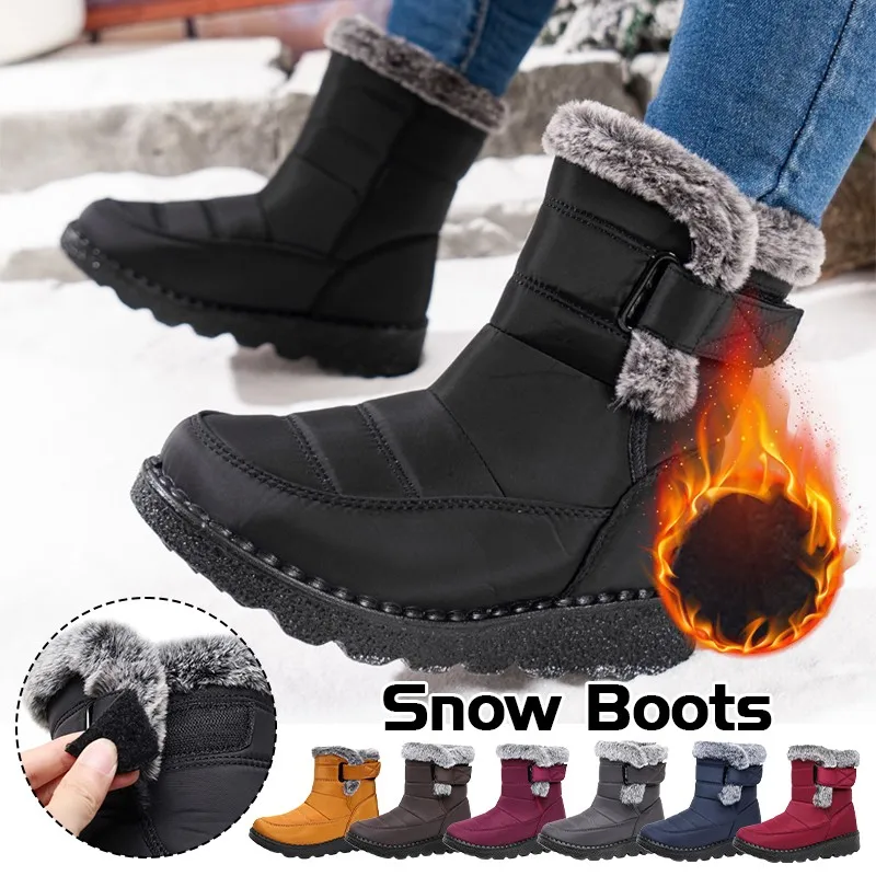 

Men Winter Snow Boots Warm Plush Lined Thicken Non-Slip Waterproof Ankle Boots Men Women Mid-calf Boots Winter Shoes New