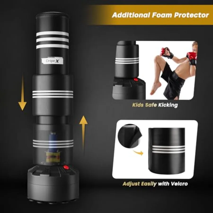 Home gym kickboxing punching bag with suction cup stand heavy-duty black vinyl 69-inch freestanding boxing bag for adults train