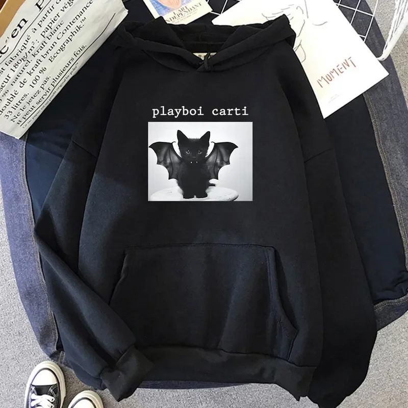 

Playboi Carti Cat Hip Hop Hoodies Men/Women Winter Hooded Sweatshirts Casual Fleece Cartoon Graphic Pullovers Streetwear Clothes