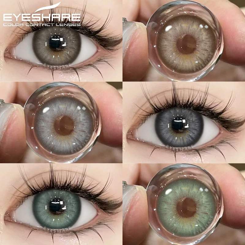 EYESHARE Blaue Augenlinsen, 2 Stück, farbige Kontaktlinsen für die Augen, natürliche braune Kontaktlinsen für Augen, jährliche kosmetische graue Kontakte