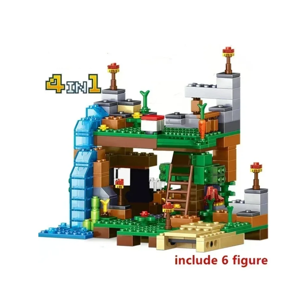 Nuova casa del villaggio Steve Village Jungle Blocks Set modello classico kit per bambini in mattoni