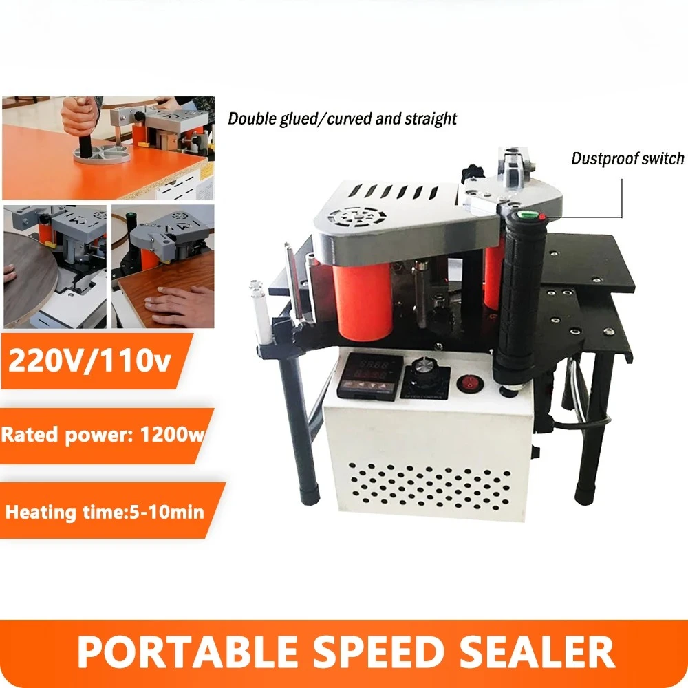 Small Mini Manual Hand Held curve trimming Edge Bonding Double Side Gluing Portable Edge Bander Woodworking Machine