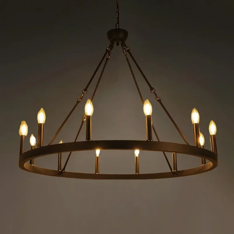 Modern Retro Round Led Pendant Lights Black Ceiling Chandelier Living Room Restaurant Decoration Lighting Hanging Lamps Fixtures