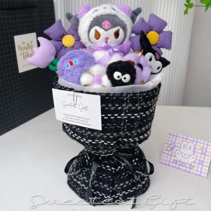 Christmas Gift Hello Kitty Doll Cartoon Bouquet Doll Eternal Flower Birthday Gift for Girlfriend Best Friend Cartoon Kuromi cute view 4