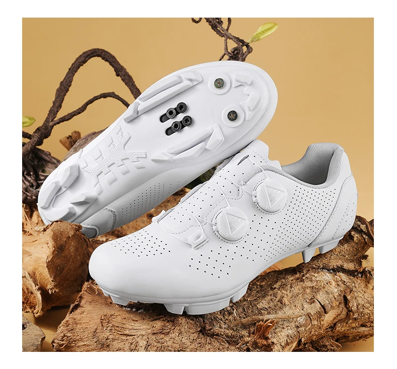 Professionelle Fahrradschuhe für Herren, Rennrad-Flachpedalschuhe, SPD-Lockschuhe, MTB-Outdoor-Schuhe für Damen, atmungsaktiv, Mountainbike, reinweiß – Detail 13