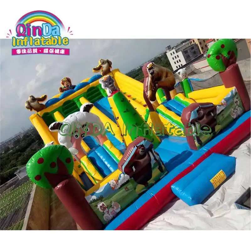 Château gonflable combiné de toboggan d'eau de maison de rebond d'ours de qualité commerciale cavalier gonflable adulte