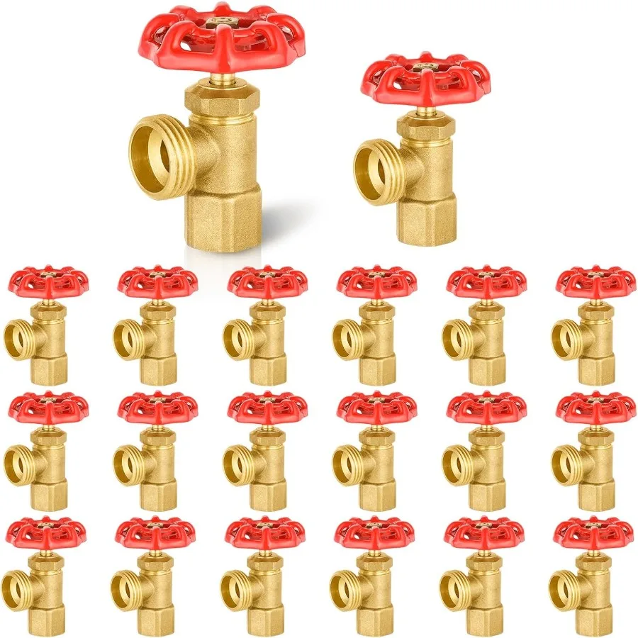 

20Pack Brass Boiler Drain Valve with 1 2inch Female Iron Pipe FIP Inlet and 3 4inch Male Hose Thread (MHT) Outlet Ideal for Res