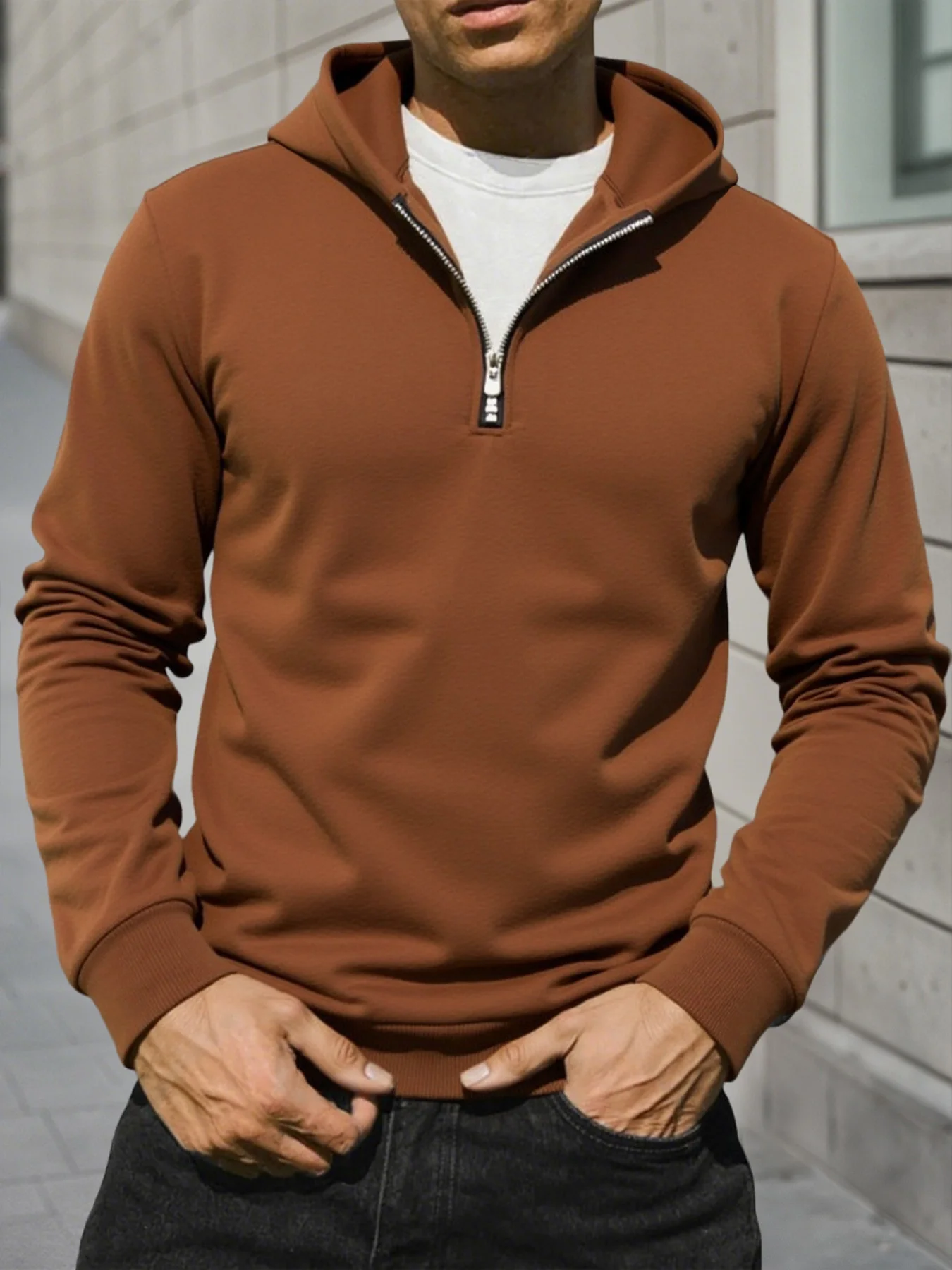 Autumn Winter Men's Hoodies Sweatshirt Cardigan Half Zipper Hooded Hoodies Jacket Sports Outdoor Daily Basic Casual Hooded