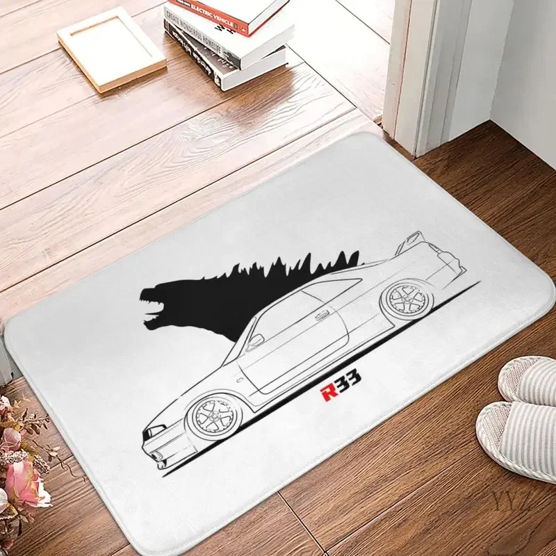 R 33 JDM Skyline Doormat Back Carpet Mat Footpad Polyester Anti-slip Sand Scraping Front Room Corridor Kitchen Bedroom Balcony