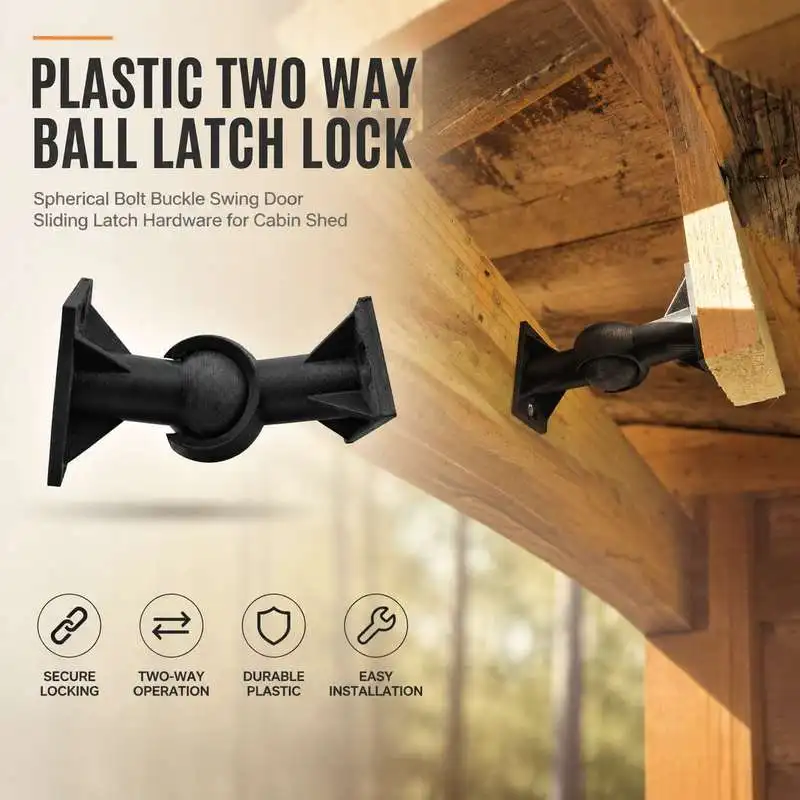 Plastic Two Way Ball Latch Lock Spherical Bolt Buckle Swing Door Sliding Latch Hardware for Cabin Shed