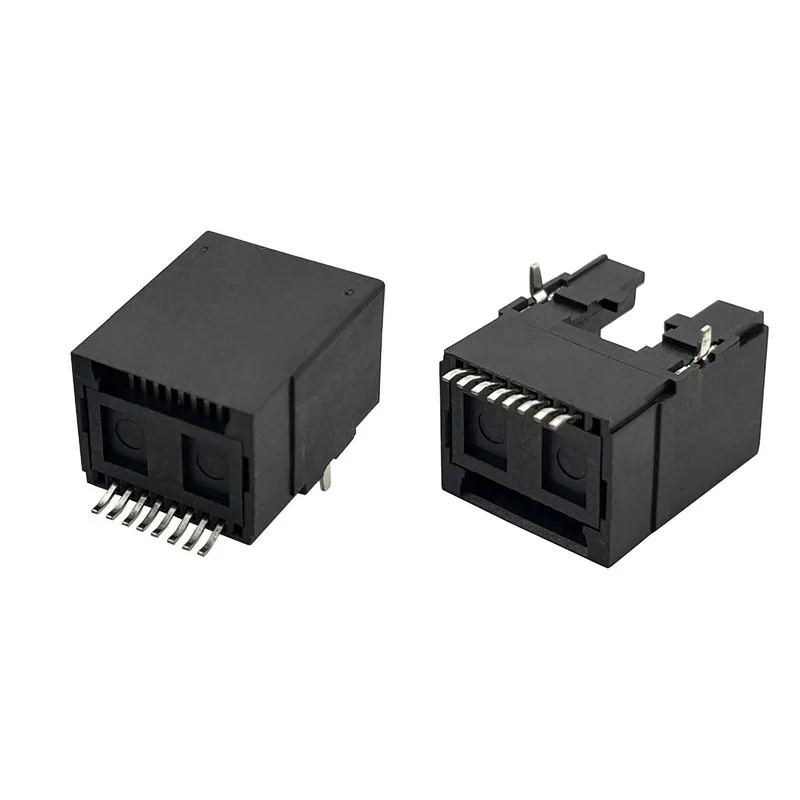 12PCS 5322 All-plastic patch-type RJ45 network cable interface with 8P8C female socket featuring metal vertical stand feet