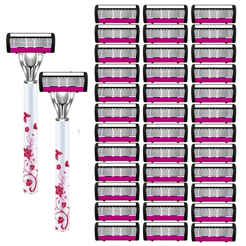 Manual Men Body Hair Removal Shaving 6-Layer Stainless Steel Blade Replaceable Razor Blade, Hair Products and Accessories