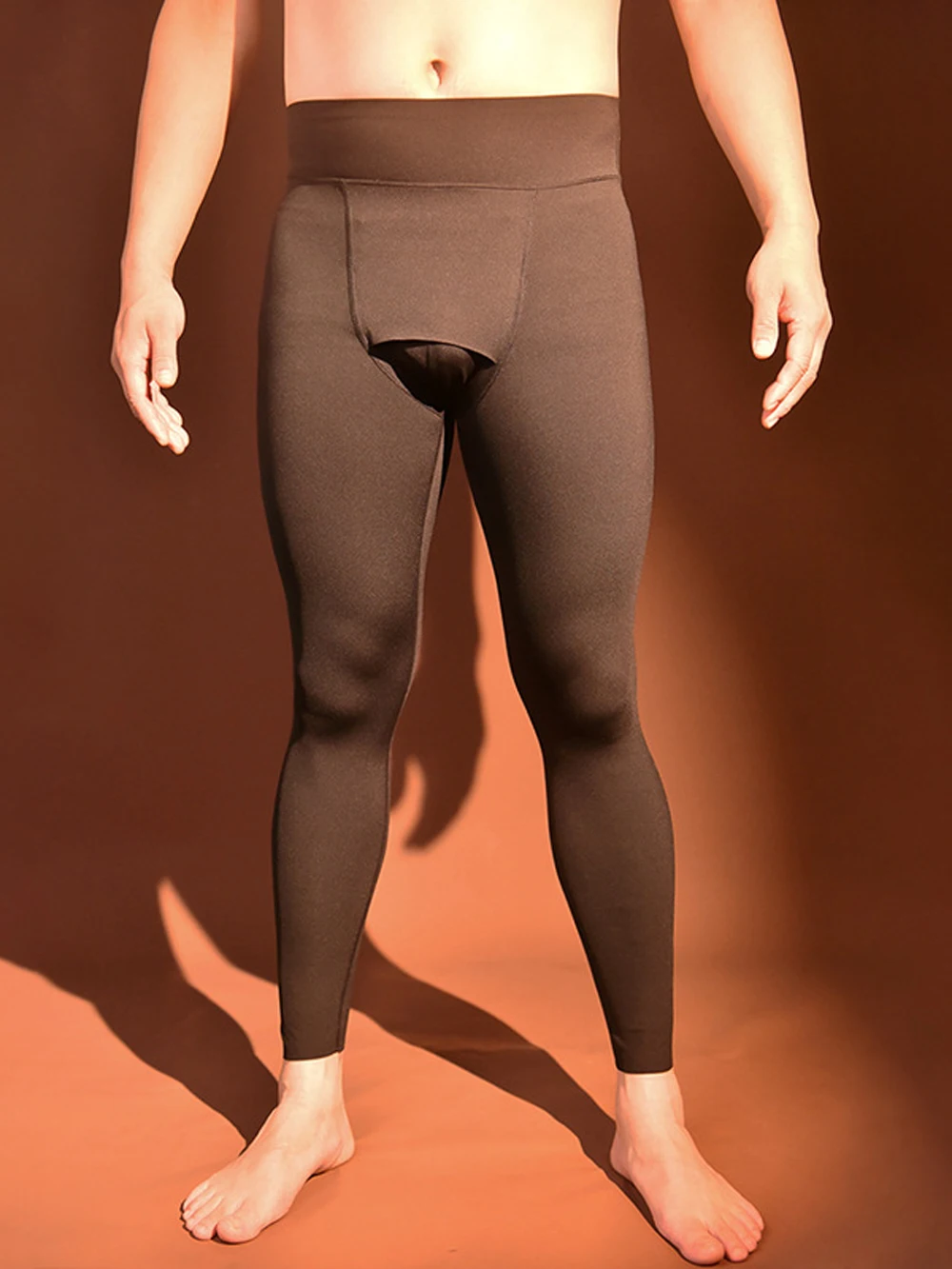 

Men's Leggings High Waist Control Tummy Exotic Fashion Open Hole Pouch Sheath Man Linggerie Warm Night Wear Elastic Shaper Pants