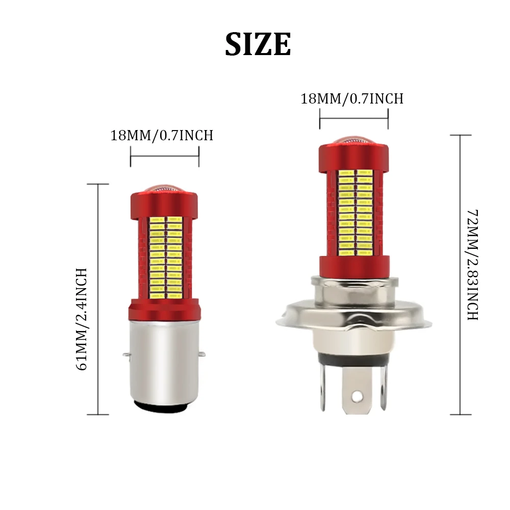 1Pc Highlight H6M P15D BA20D P45T LED Motorcycle Light Bulb Super Bright 6000K 4014 106SMD LED Bulb For Motorbi