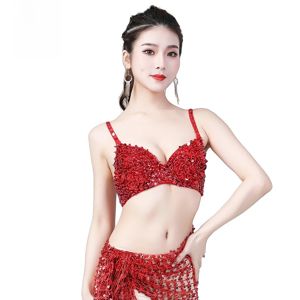 

Performance Costume Sequin Gathered Bra Top Singer Bar Performer Stage Outfit Gathered Chest Wrap Polyester Fiber