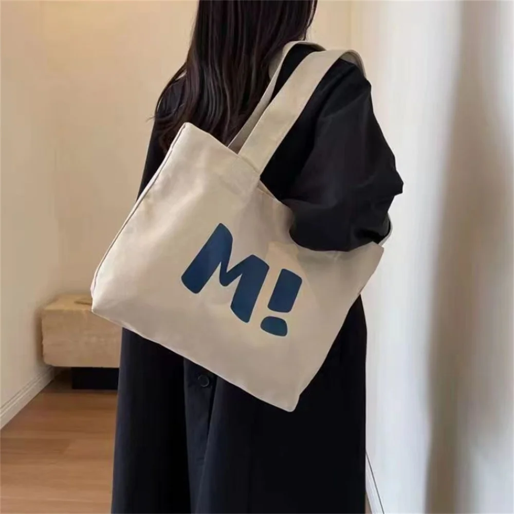 Simple Large-Capacity Canvas Bag for Women Summer Korean-Style Casual Tote Bag Ins Japanese Versatile Shoulder Tote Bag Handbag