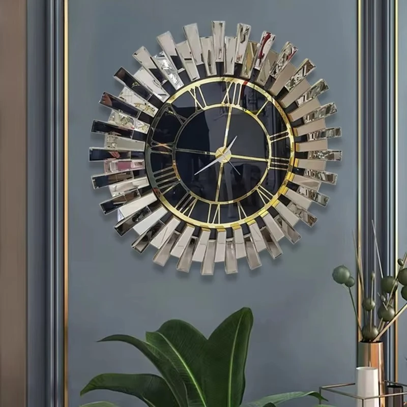Wanduhr Heimdekoration Luxuriöse 3D-Wanduhr Silberne Dekoration Wanduhr Wohnzimmer Glas-Zifferblatt Wettbewerbsfabrik