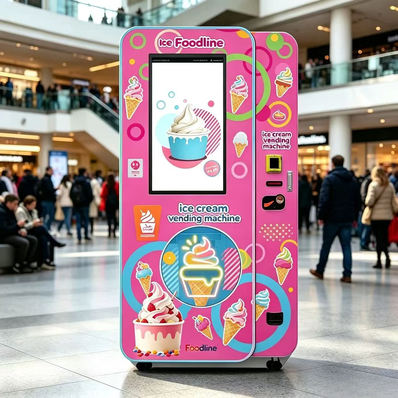 FL Premium Vending Machine Supplier 15 Second Quick Dispense 100 Cups Soft Ice Cream Vending Machine Automatic Operation
