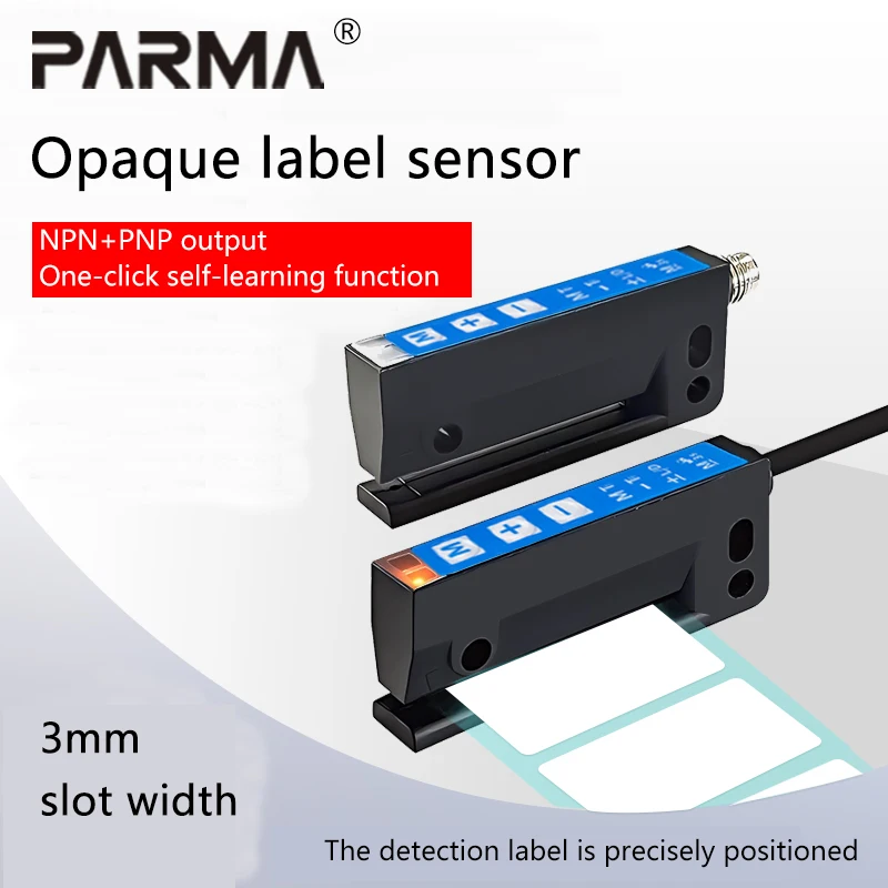 

The channel-type label sensor detects opaque labels with a high-speed response from the self-adhesive labeling machine