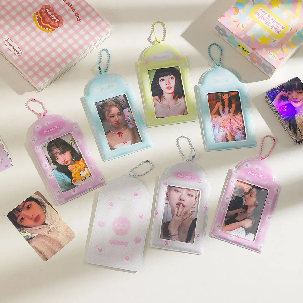 3 Inch PVC Photocard Holder Transparent Student Campus Access Card Case Credit ID Card Holder Cartoon Idol Photo Protector