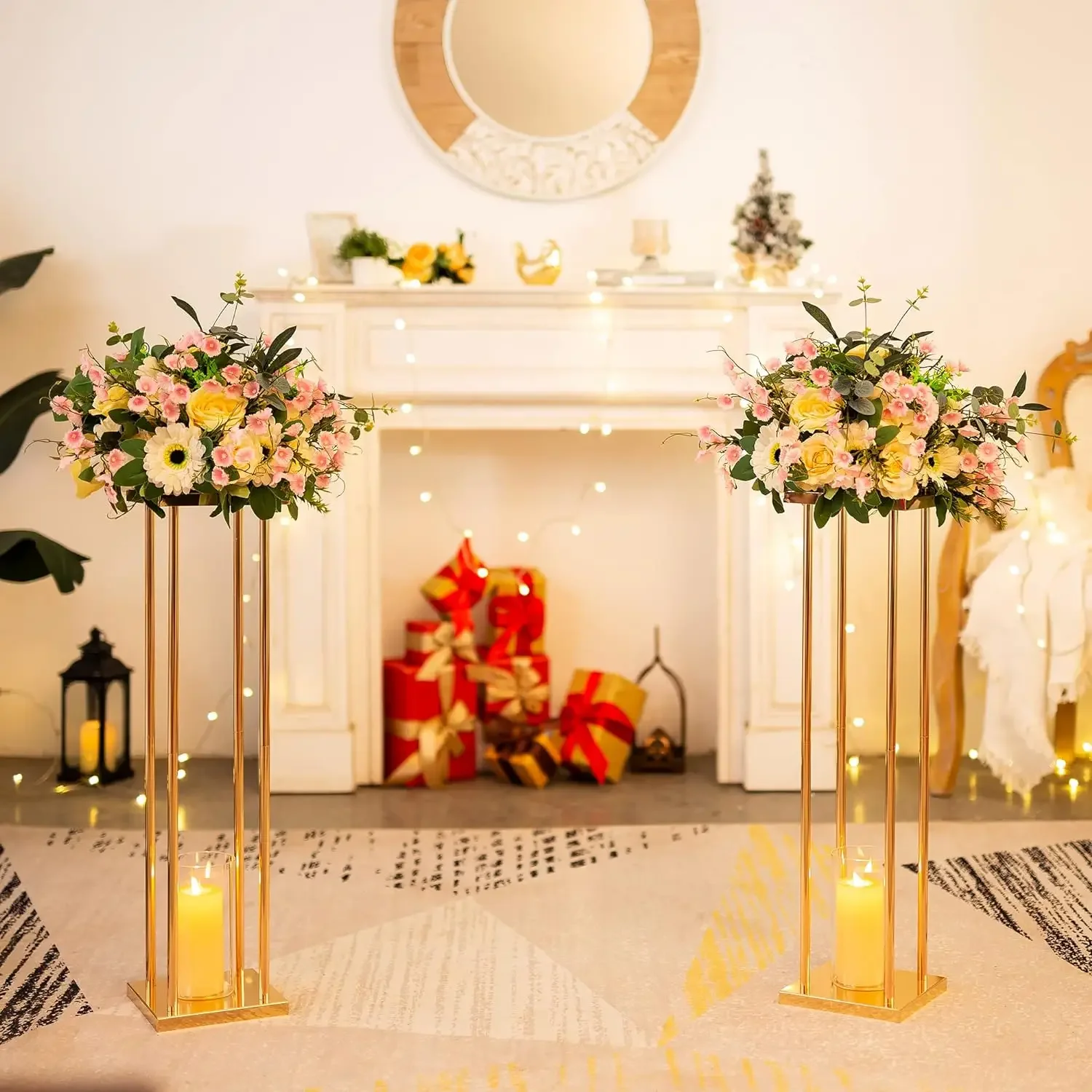 1Pcs Gold Wedding Flower Stand Vase Column Metal Flower for Wedding Party Centerpiece Flower Rack For Event Party Decoration