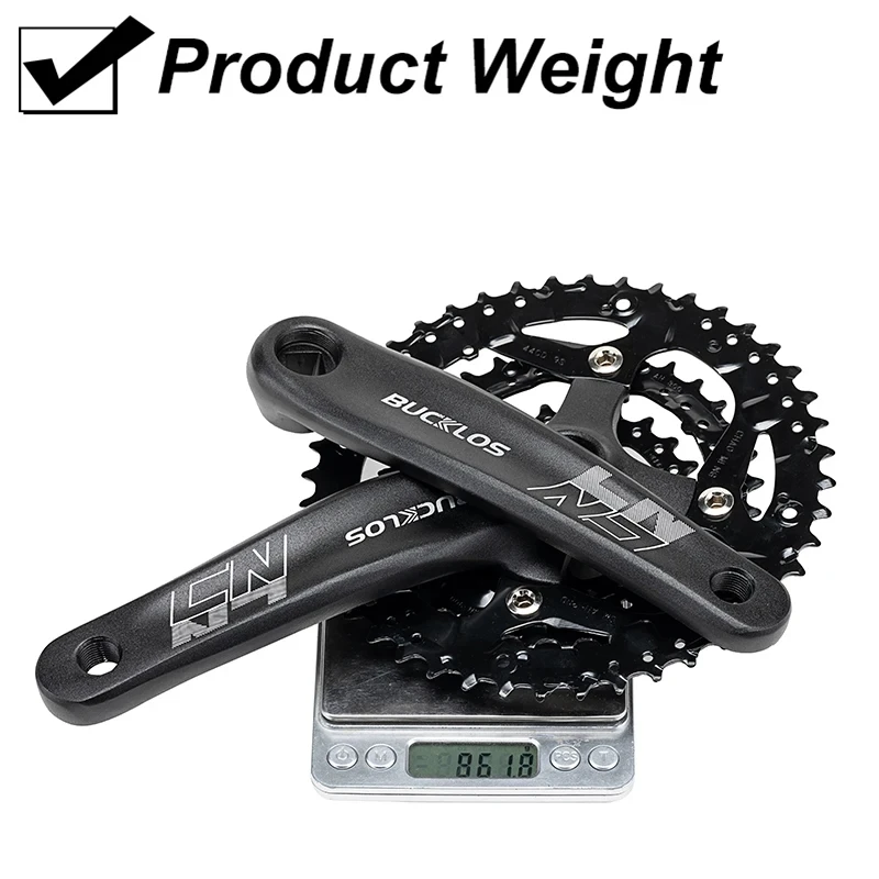 BUCKLOS MTB Bicycle Crankset 104/64BCD Bike Chainring 22T 32T 44T Aluminum Alloy Crank Single/triple Crankset for Shimano