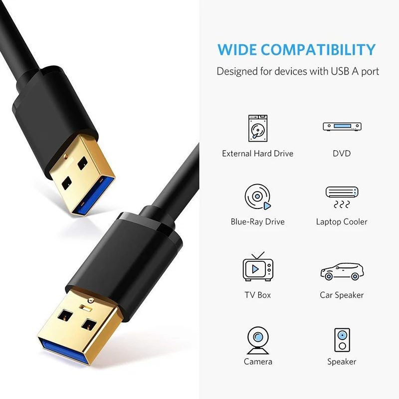 SAMIYOE-USB 연장 케이블, A 타입, Male to Male USB 3.0, 2.0 익스텐더, 라디에이터 하드 디스크, TV 박스, USB 케이블 연장