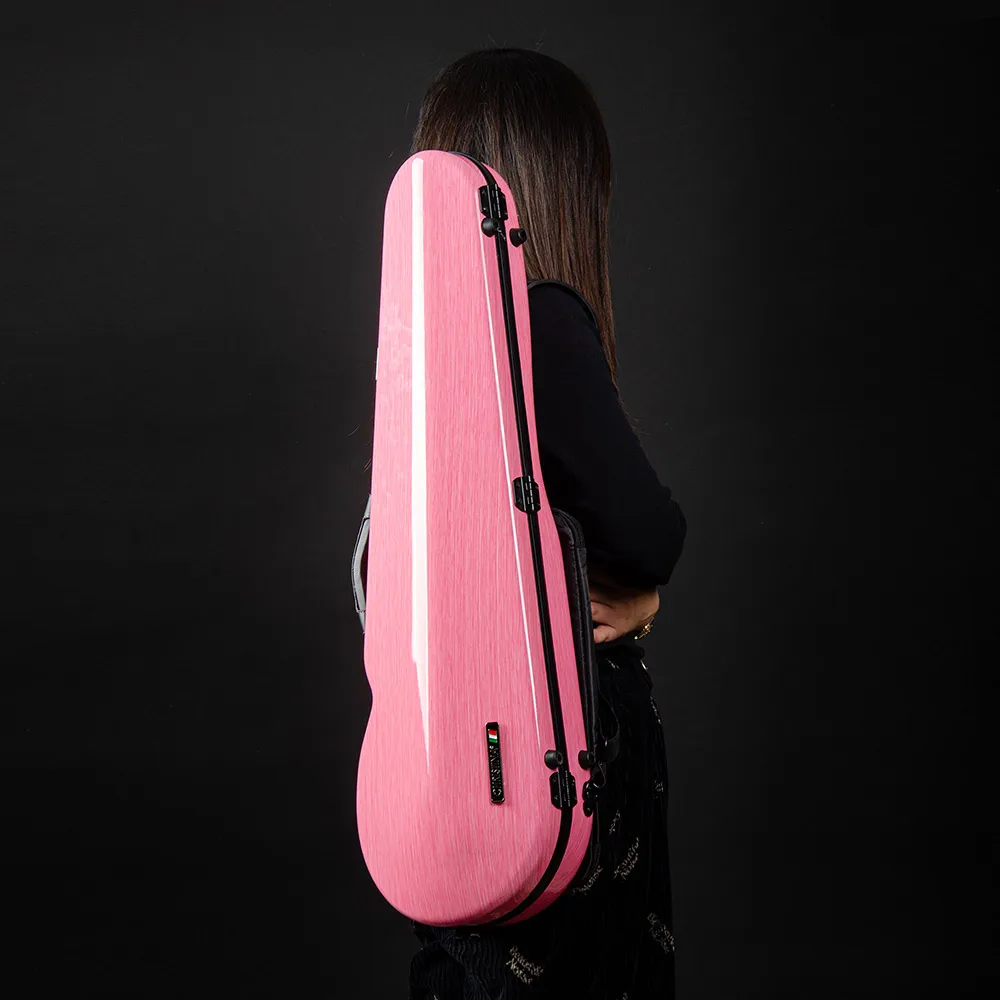 CHRISTINA Violin Case 4/4 Size Pink Triangular Lightweight Hybrid Carbon Fiber NEW Style with Code Lock Sheet Music Bag BV03PK