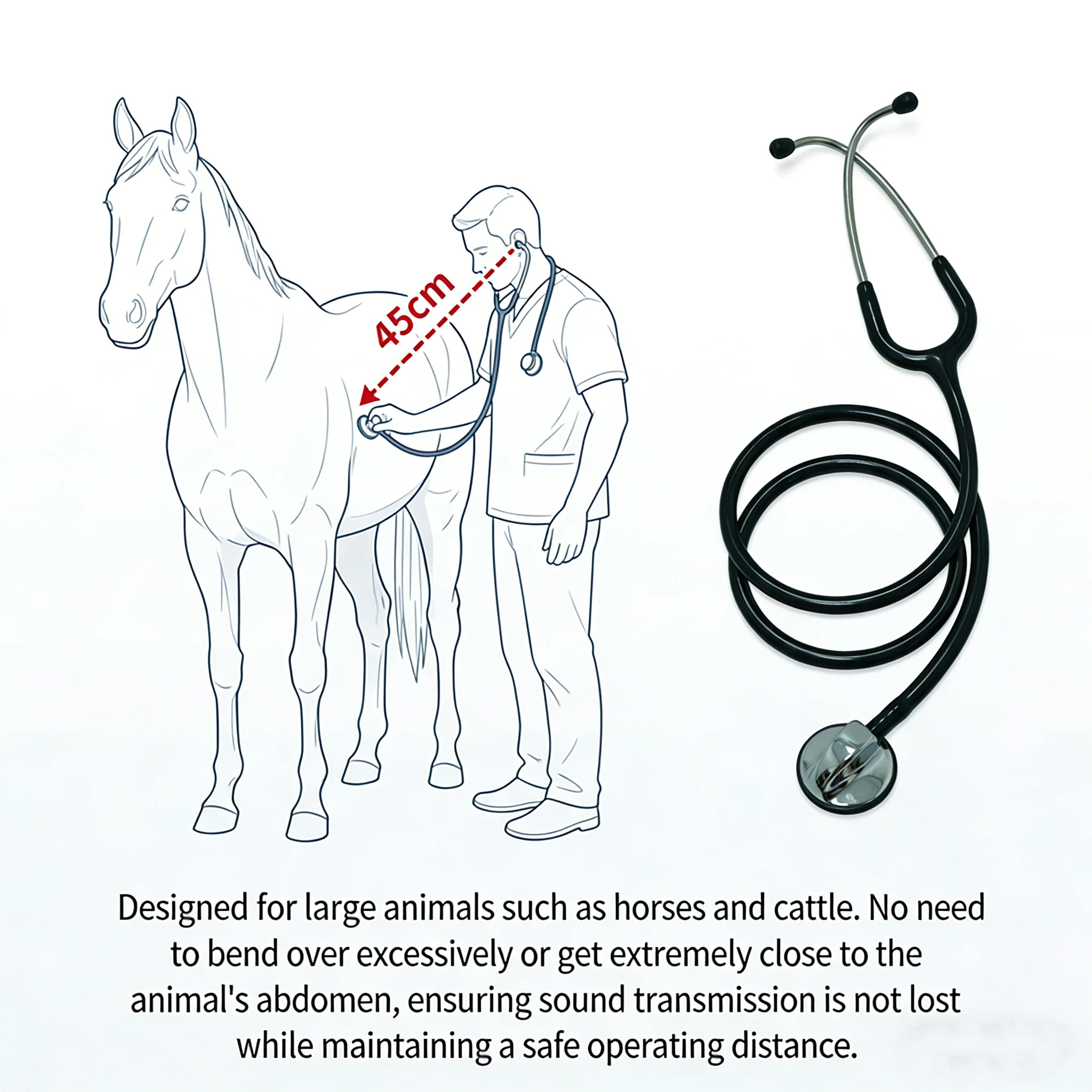 

Spirit Professional Single Head Stethoscope For Hose Long Tubing Stethoscope For Large Animals Soft Eartips Health Care