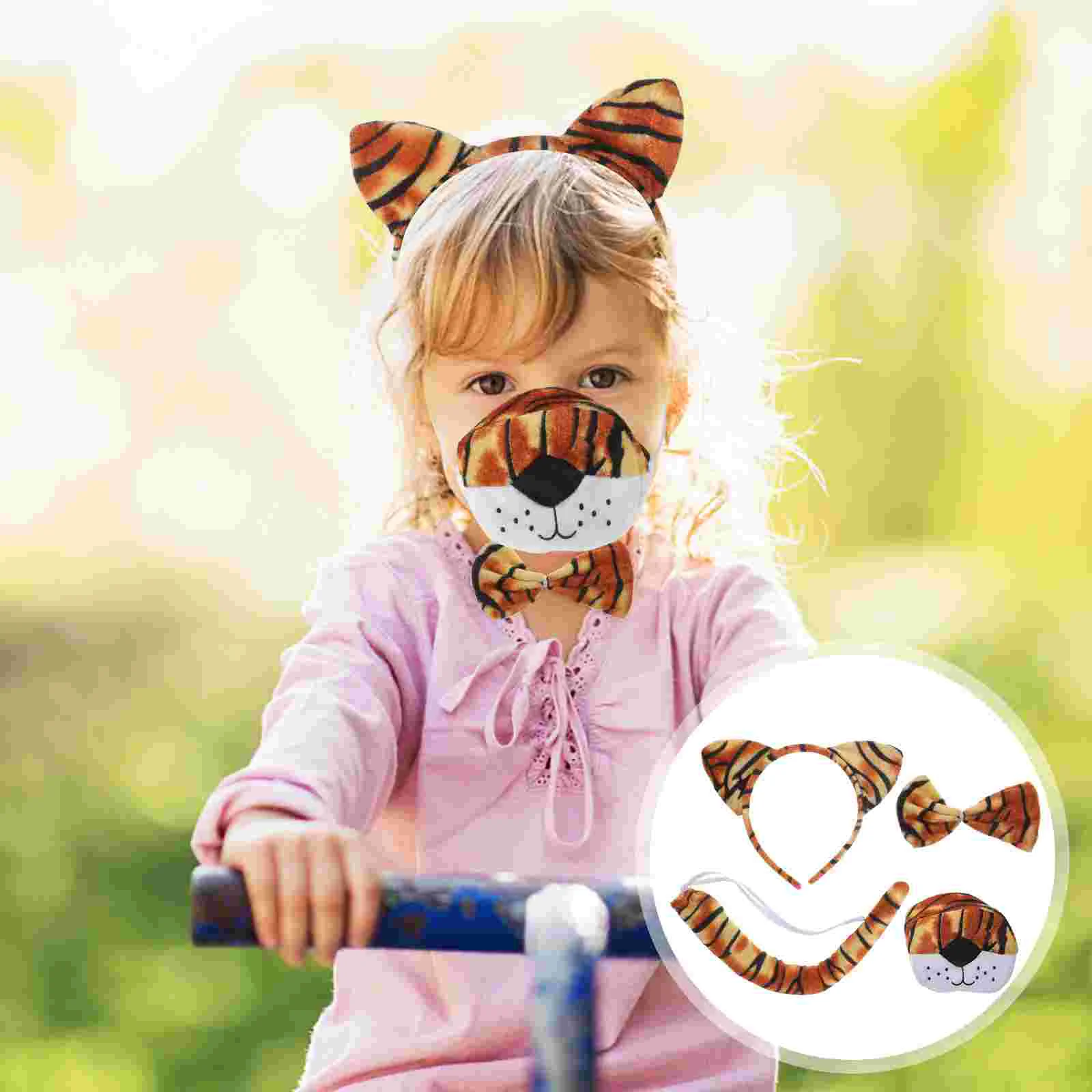 

Tiger Headband Nose Ears Tail Kids Adult Costume Accessories for Women Headbands