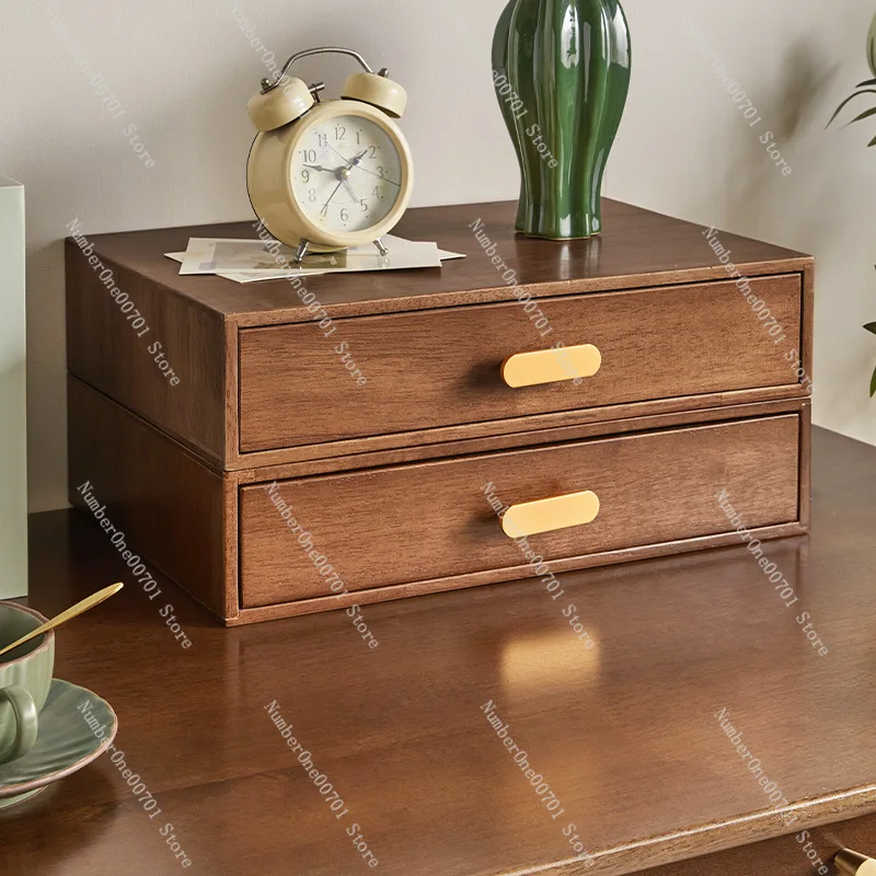 Desktop Storage Drawer Cabinet - Solid Wood Organizer Box for Jewelry, Files & Miscellaneous Items Storage Box File Box