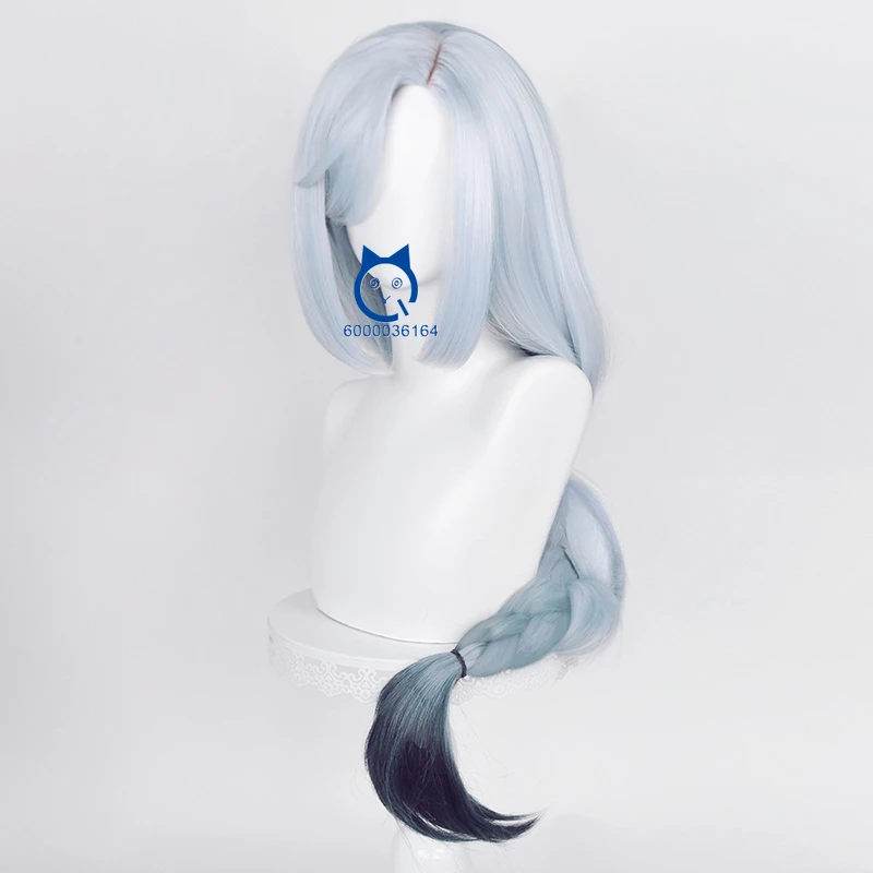 Genshin Impact Shenhe Cosplay Wig Pre Braided 95cm Dyeing Light Blue Wig Cosplay Anime Expo Wig Heat Resistant Synthetic Wigs