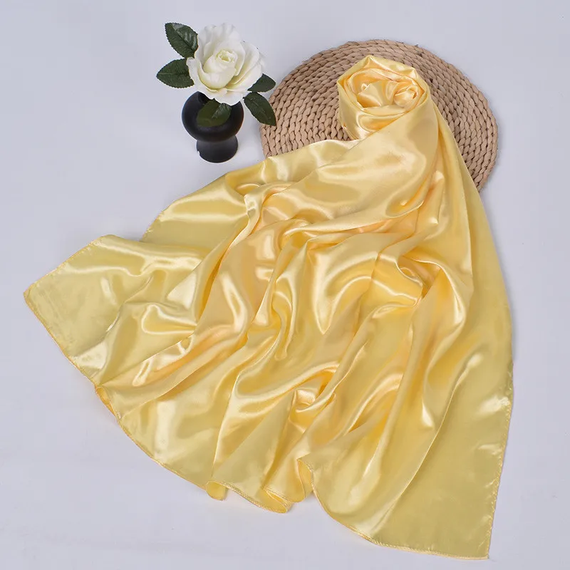 90 cm Seide Schal Schal Headwraps Für Frau Mode Vier Jahreszeiten Haar Zubehör Hijab Foulard Bandana Femme Kopftuch – Detail 7