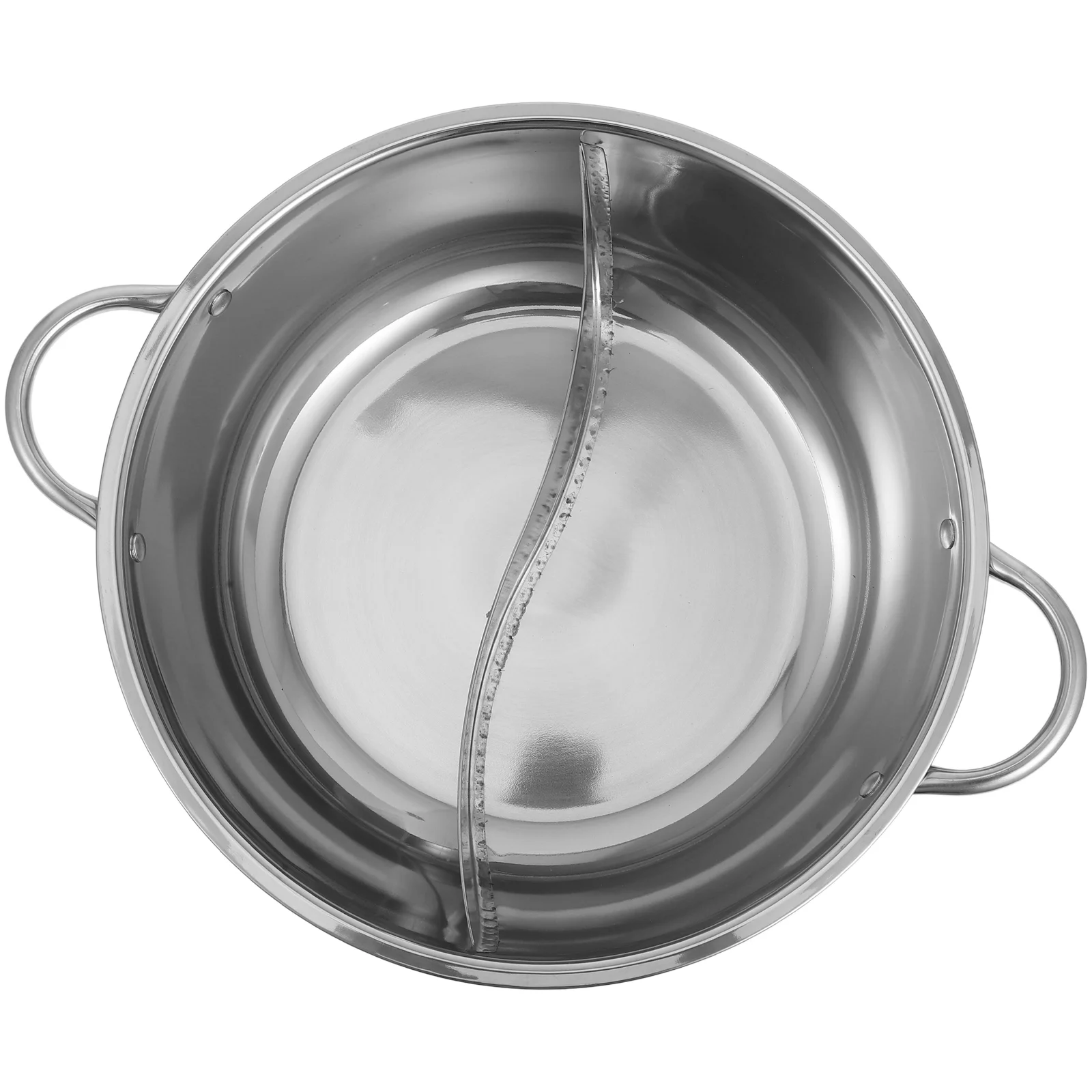

Stainless Steel Mandarin Duck Pot Chinese Hot Hotpot Wok Stock Kitchen Hutch Double Handle Seafood with Divider