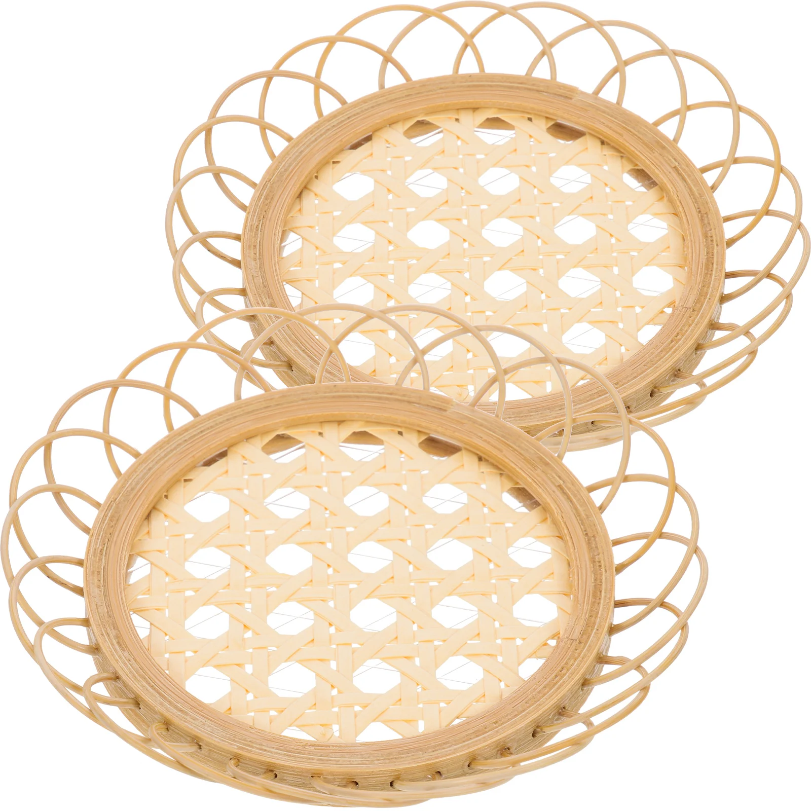 

2pcs Bamboo Coaster Woven Round Cup Mat Heat Insulated Non-Skid Drink Pad For Home Coffee Shop Decor Teacup Cushion