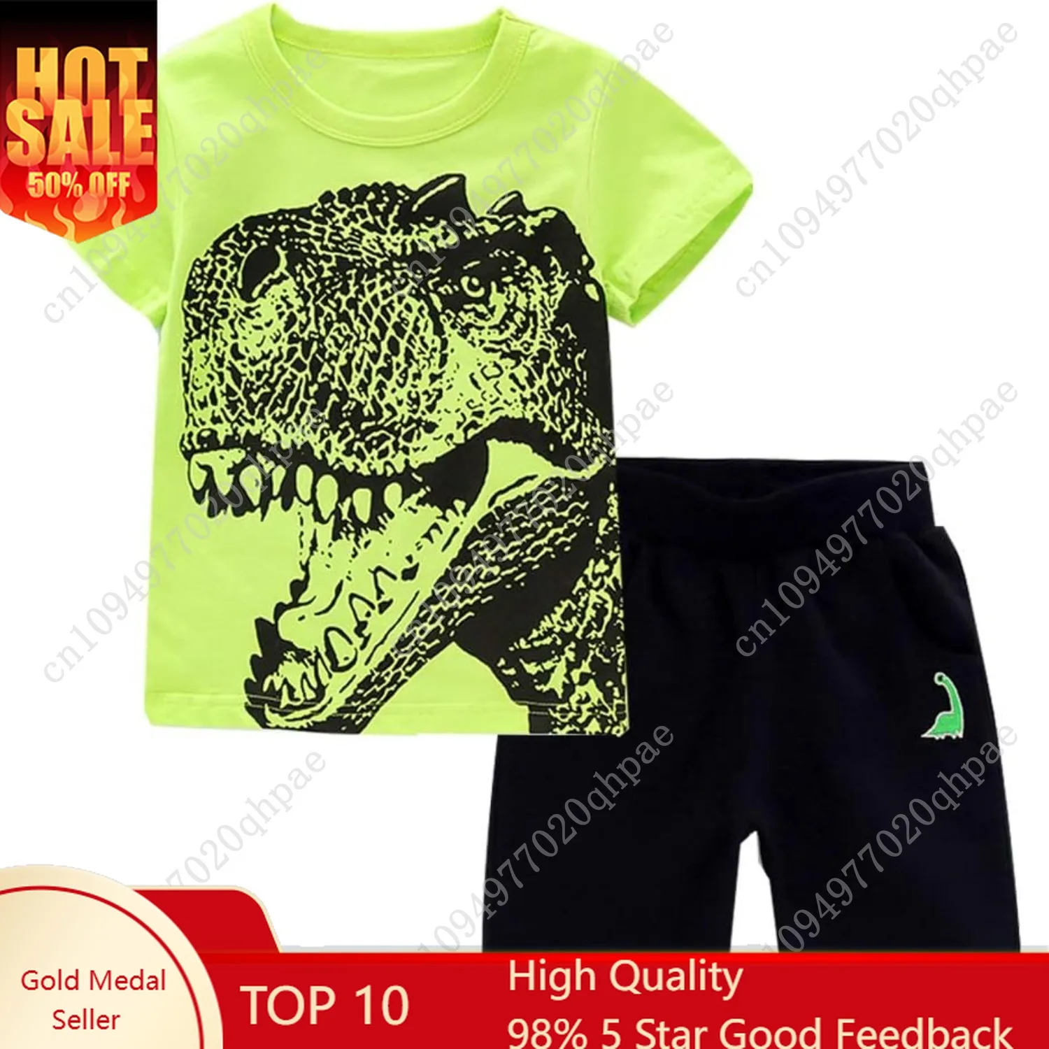 

Toddler Boy Clothes Cartoon Cotton Summer Short Sleeve T-Shirt and Shorts Kids Outfit Set 2-7 Year