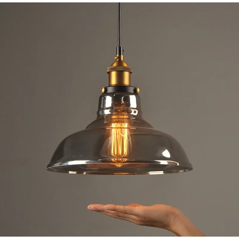 

Modern Vintage Smoke Grey Glass Pendant Lamp Hanging Light for Kitchen Dinning Room Bedroom Loft Home Decor Luminaire