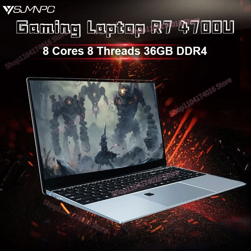 2024 Ultrabook Laptop 15.6 inch AMD R7 4700U/R5 4500U Backlit Keyboard Windows 36GB DDR4 2TB Fingerprint Unlock Gaming Notebook