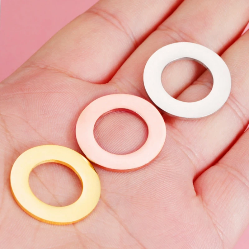 New 20Pcs 25mm Hollow Circle Charms Mirror Polished Stainless Steel Round Connector Charms For DIY Braid Bracelet Necklaces